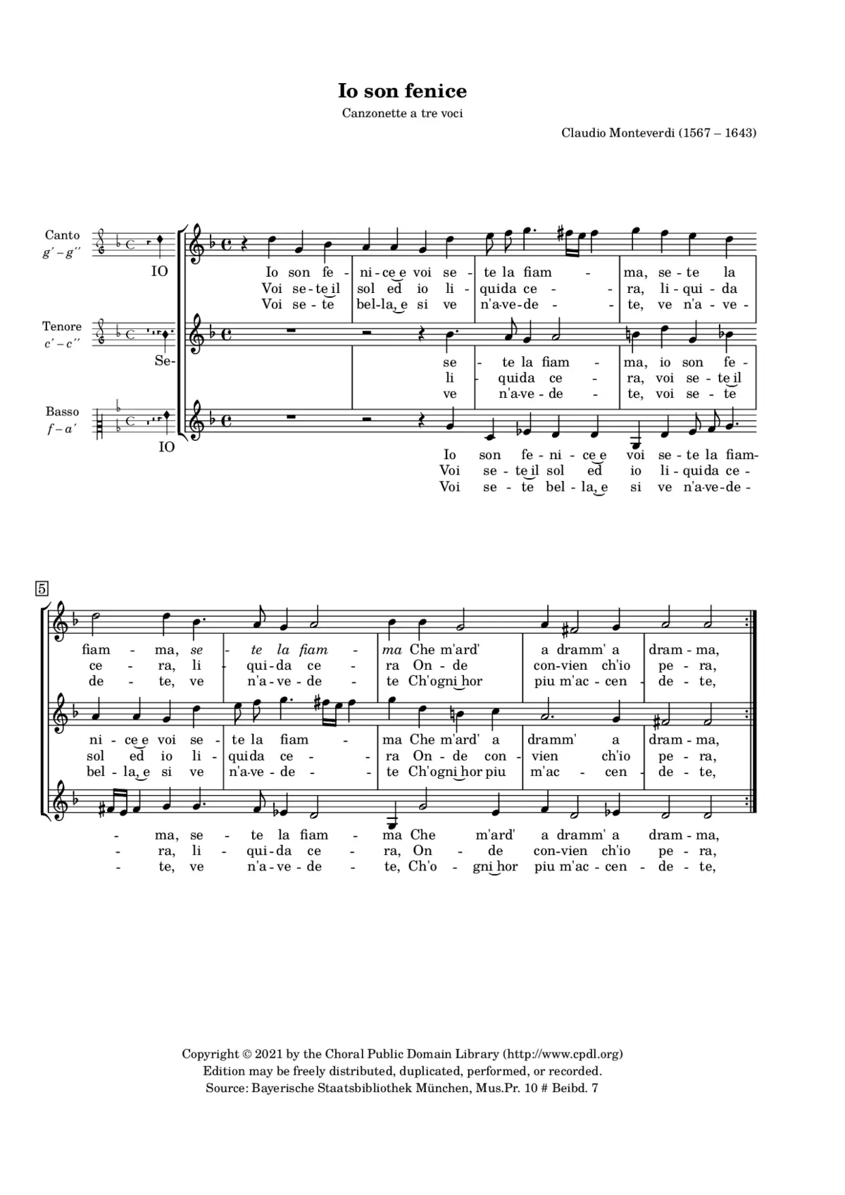 Io son fenice e voi sete la fiamma - Page 1