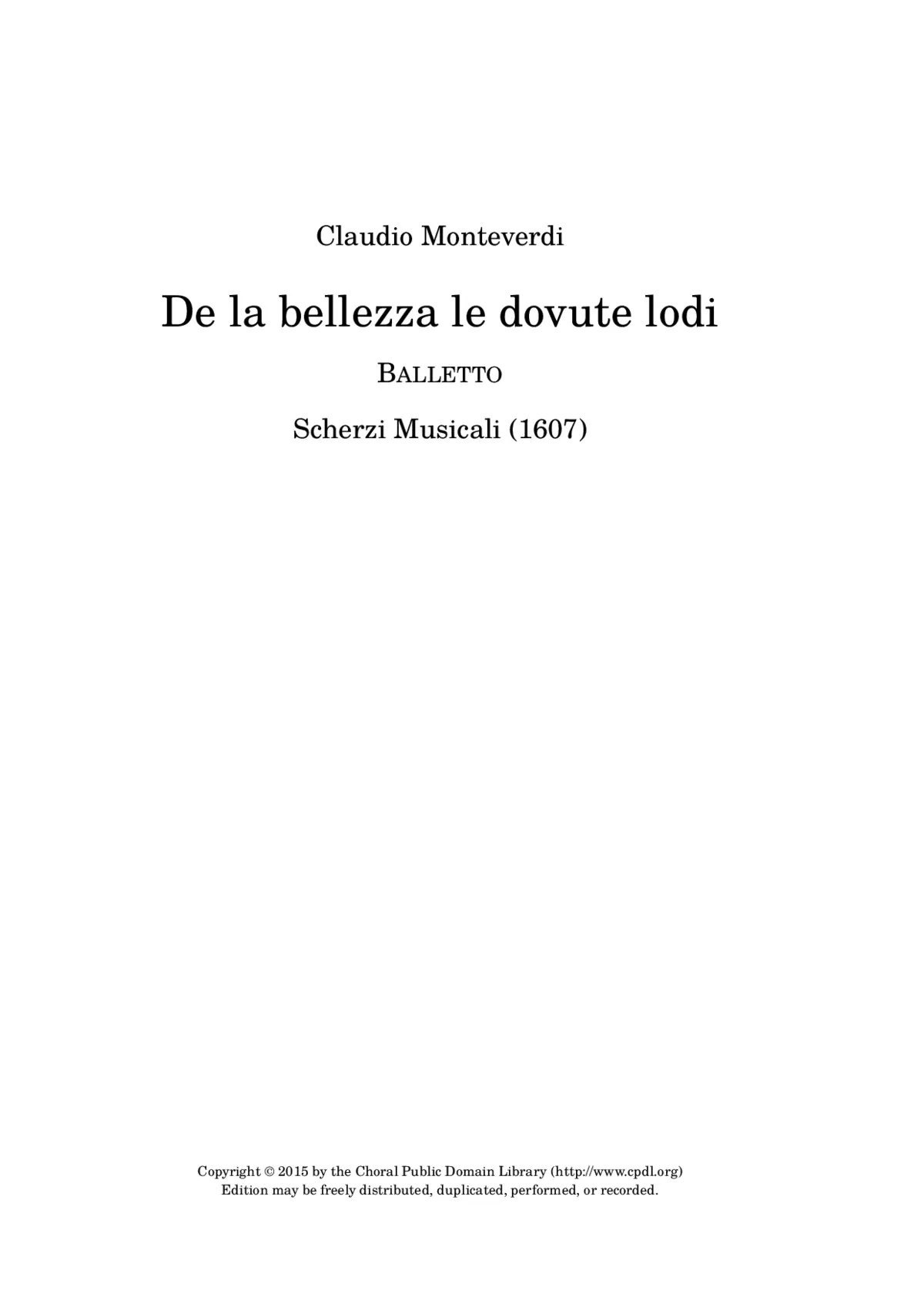 Balletto De la bellezza le dovute lodi - Page 1
