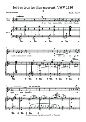 Ici-bas tous les lilas meurent, VWV 1176