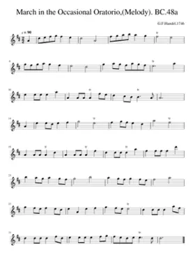 March in the Occasional Oratorio(Melody). BC.48a
