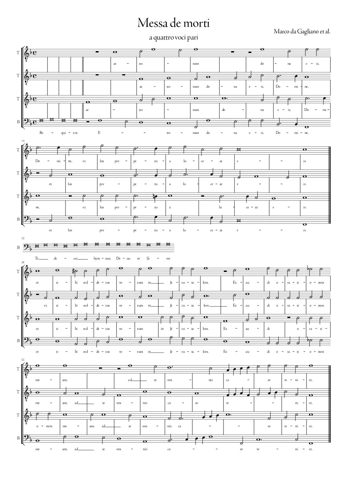 Messa de morti a quattro voci pari - Page 1