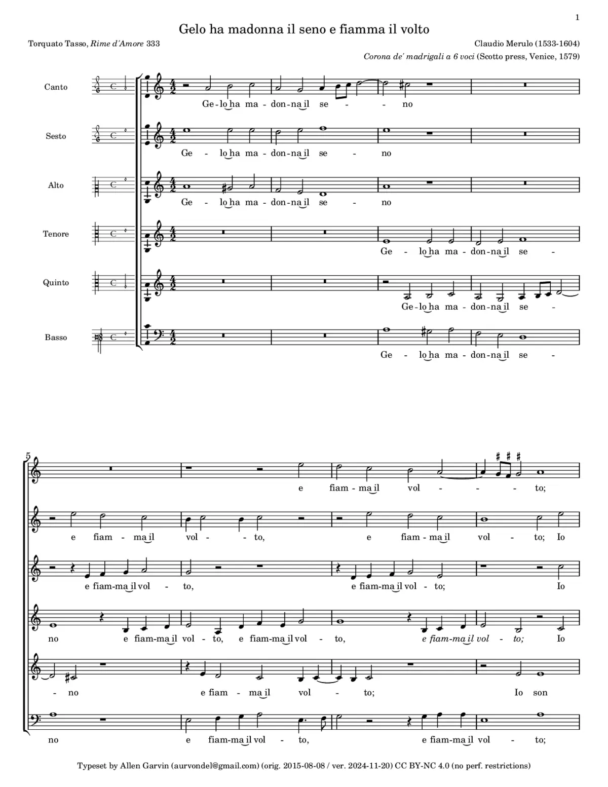 Gelo hà madonna il seno e fiamma il volto - Page 1