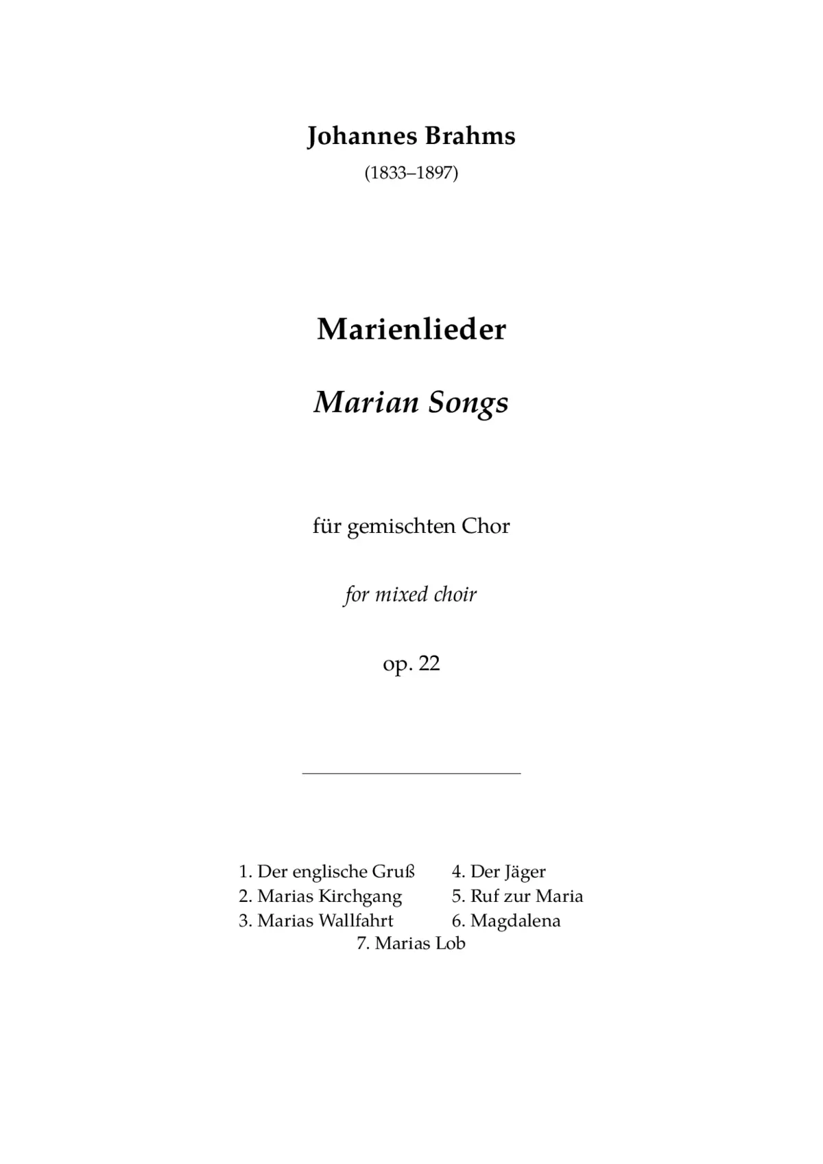 Marienlieder, Op. 22 - Page 1