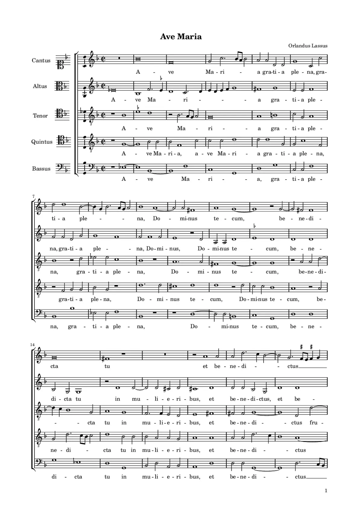 Ave Maria, gratia plena a 5 - Page 1