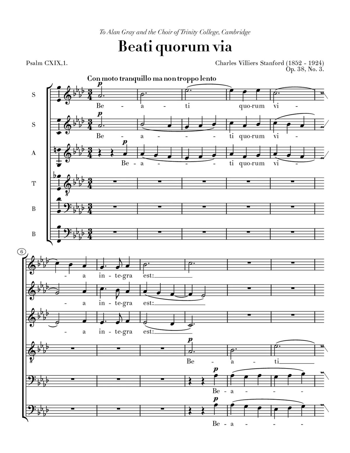 Beati quorum via, Op. 38, No. 3 - Page 1