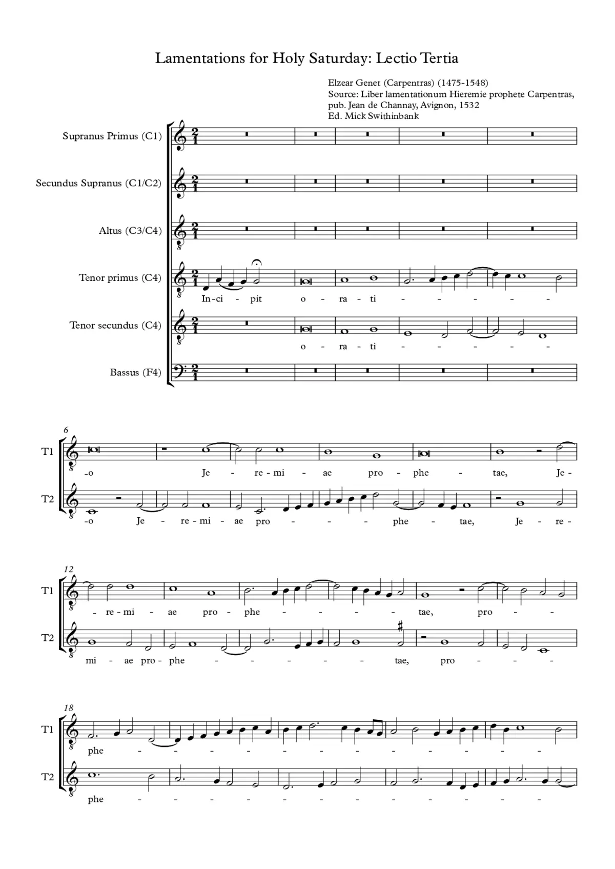 Lamentations for Holy Saturday, Lesson Three - Page 1
