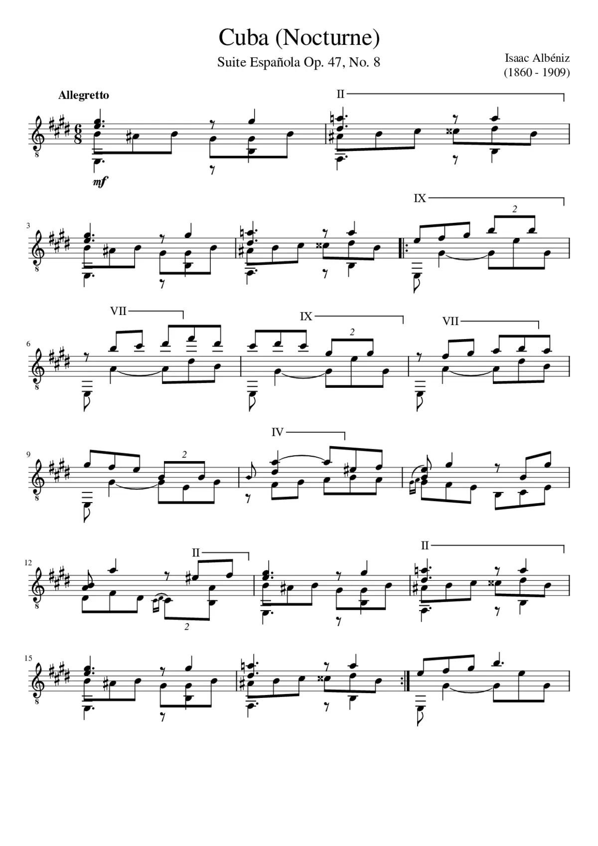 Isaac Albéniz - Cuba (Nocturne) - Page 1