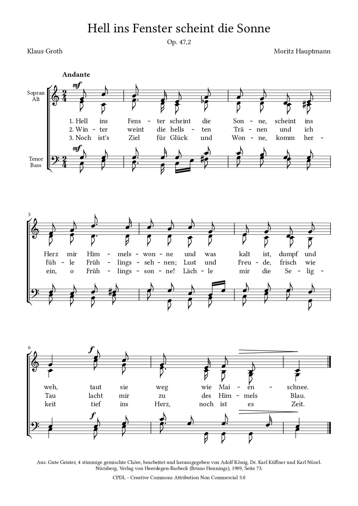 Hell ins Fenster scheint die Sonne - Page 1
