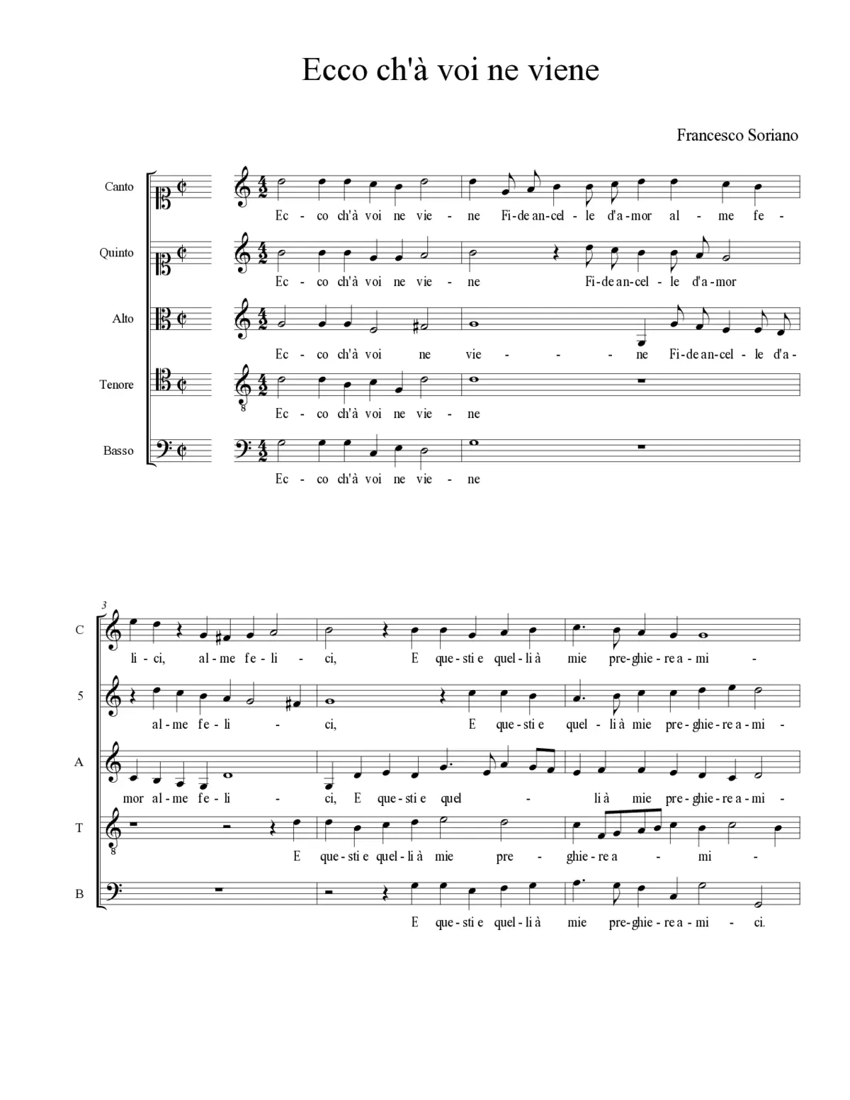 Ecco ch'à voi ne viene - Page 1