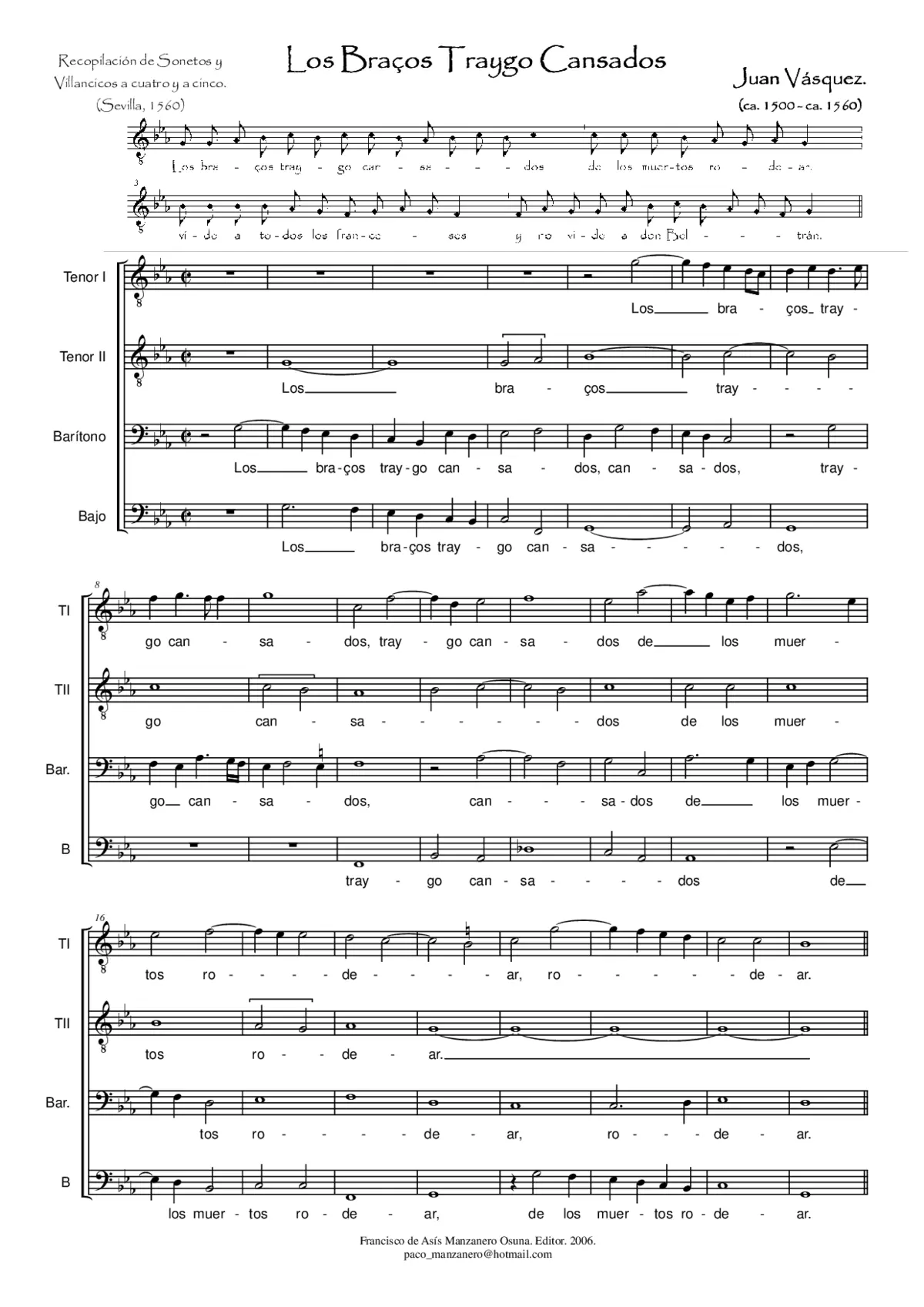 Los braços traygo cansados - Page 1