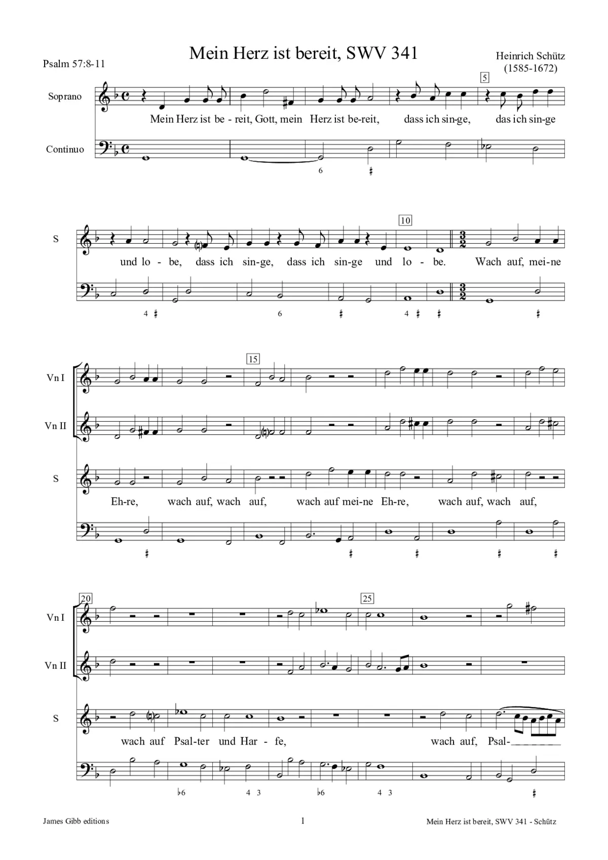 Mein Herz ist bereit, Gott, SWV 341 - Page 1