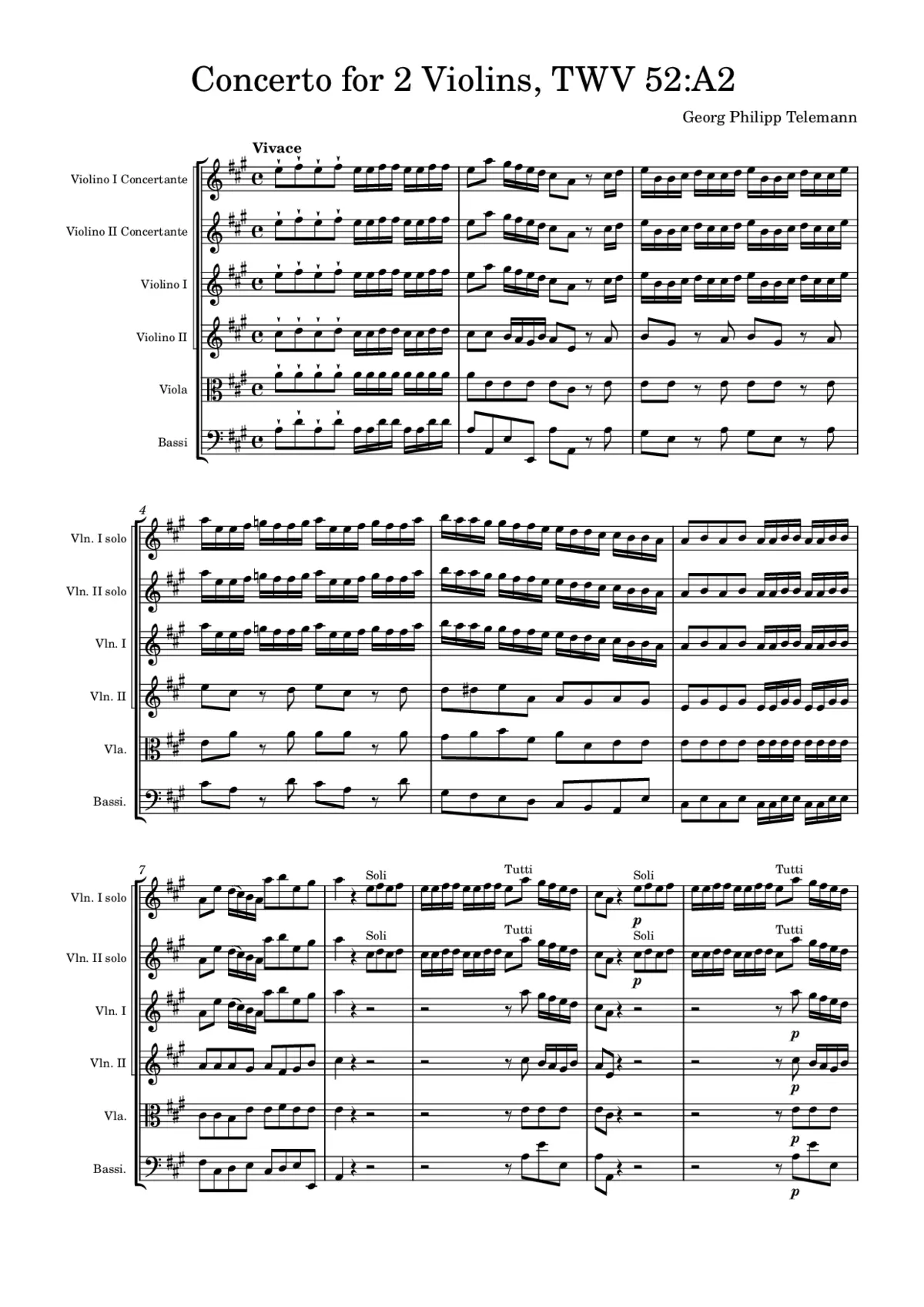Concerto for 2 Violins in A major - Page 1