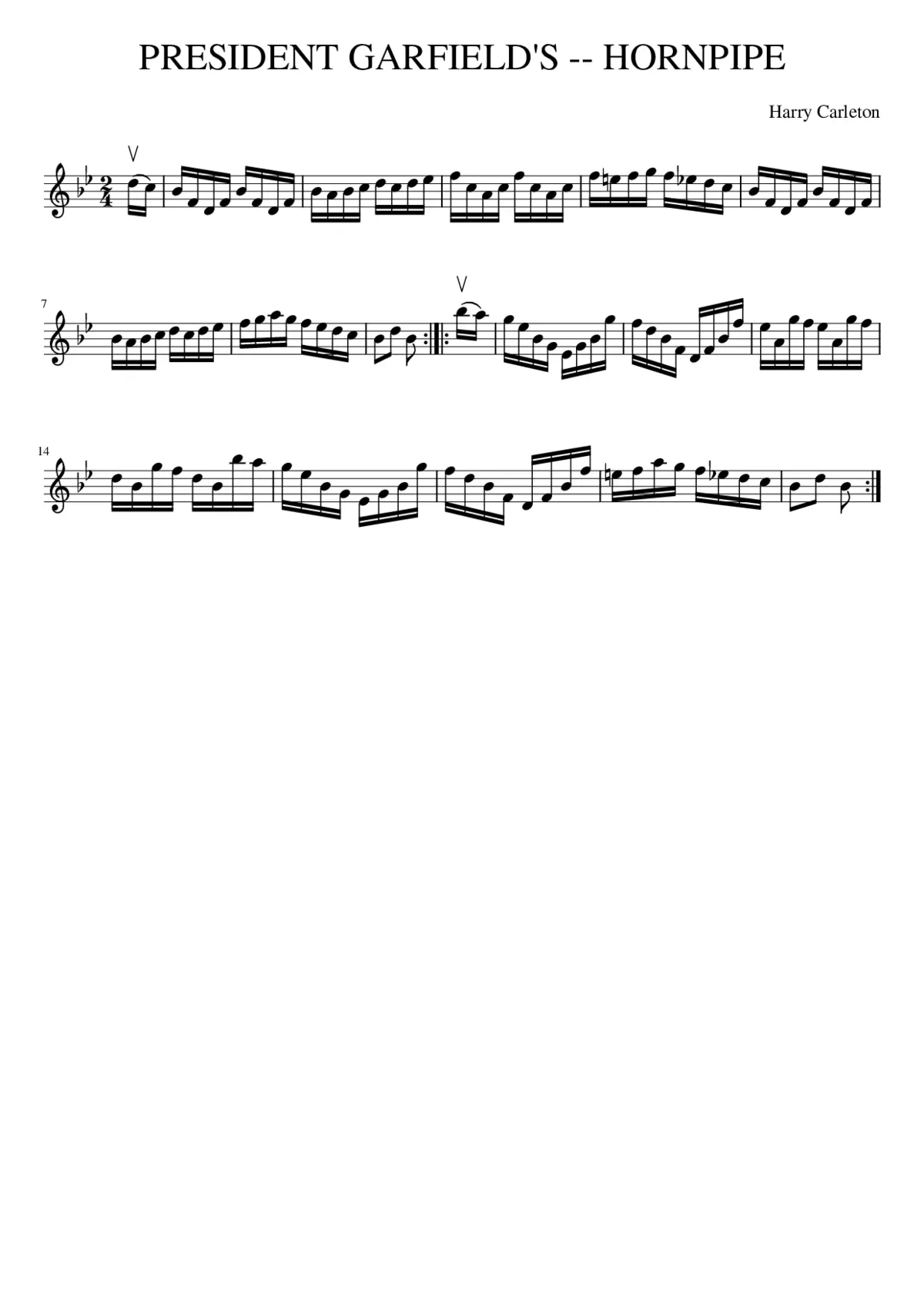 PRESIDENT GARFIELD'S -- HORNPIPE - Page 1