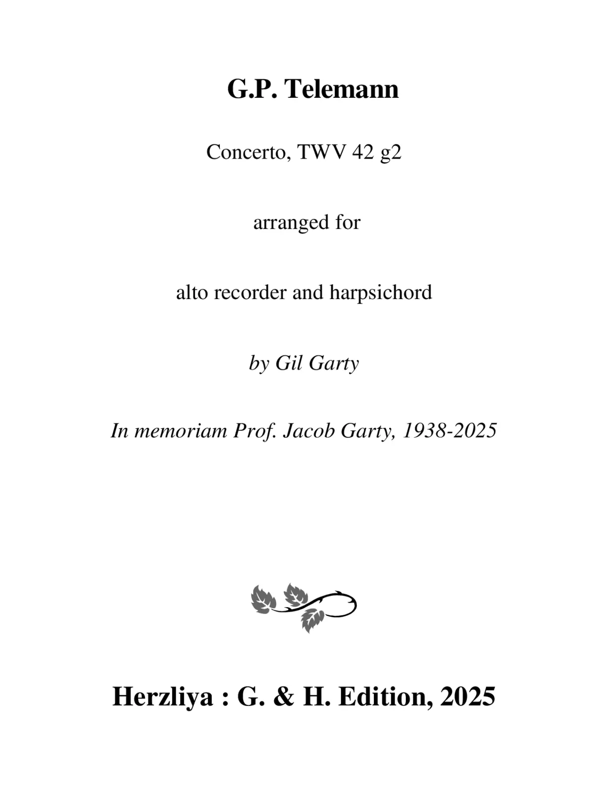 Concerto for Flute, Harpsichord, Violin and Continuo, TWV 42:g2 - Page 1