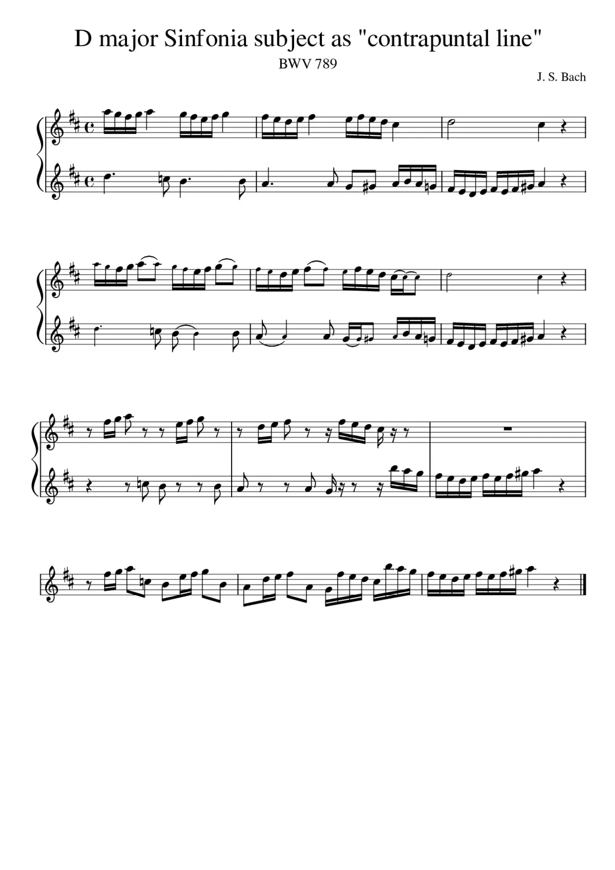 Sinfonia in D major BWV 789 - Page 1