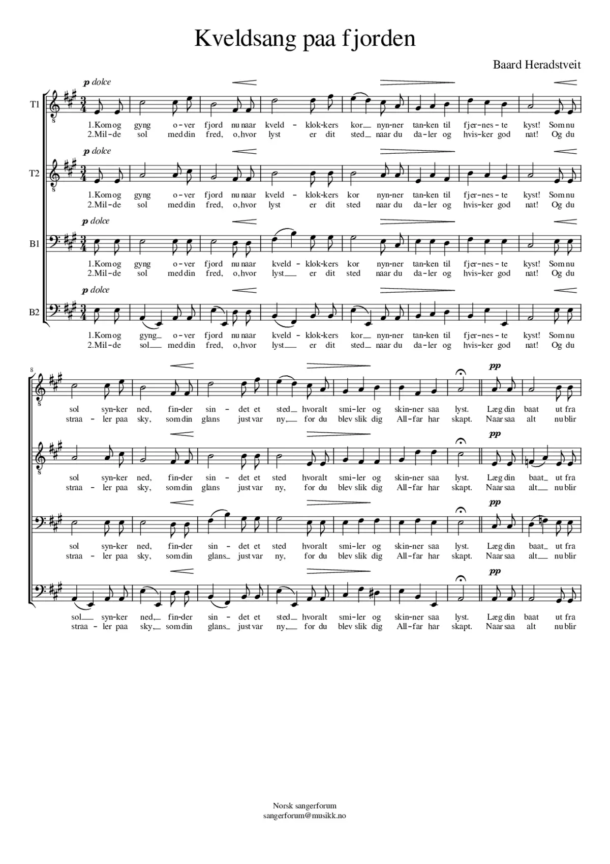 Kveldsang paa fjorden - Page 1