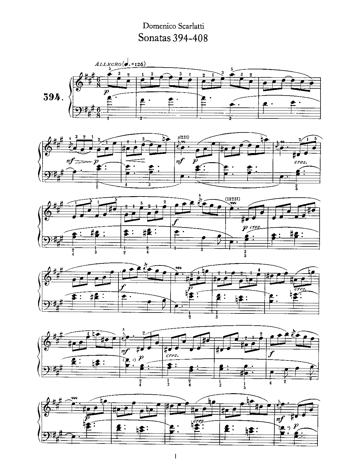 Keyboard Sonata in A major - Page 1
