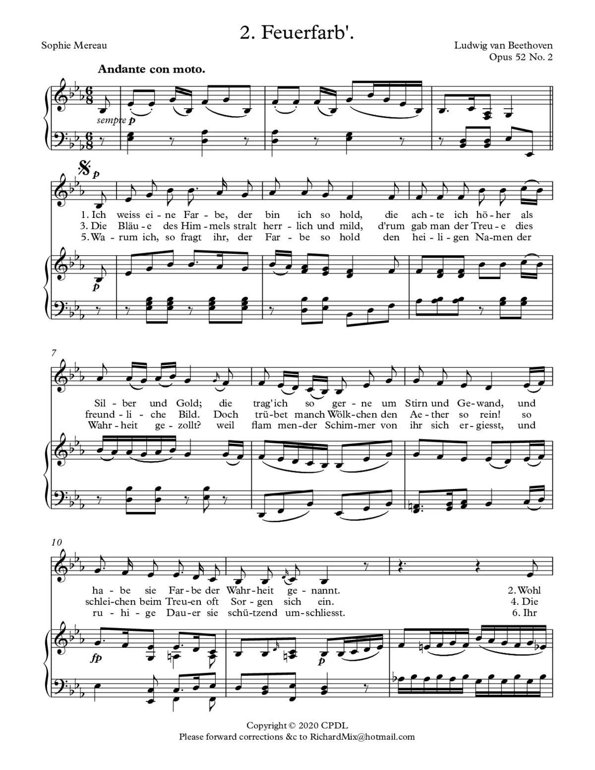 Feuerfarb, Op. 52 No. 2 - Page 1