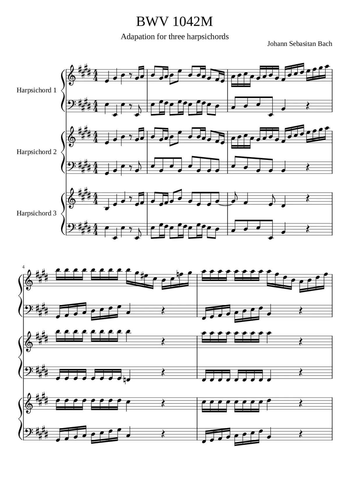 Violin Concerto in E major BWV 1042 - Page 1