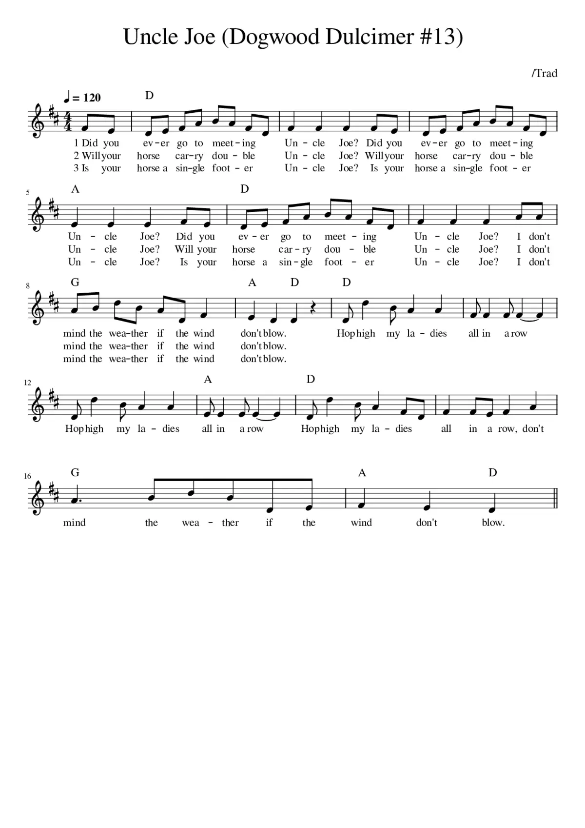 Uncle Joe (Dogwood Dulcimer 13) - Page 1