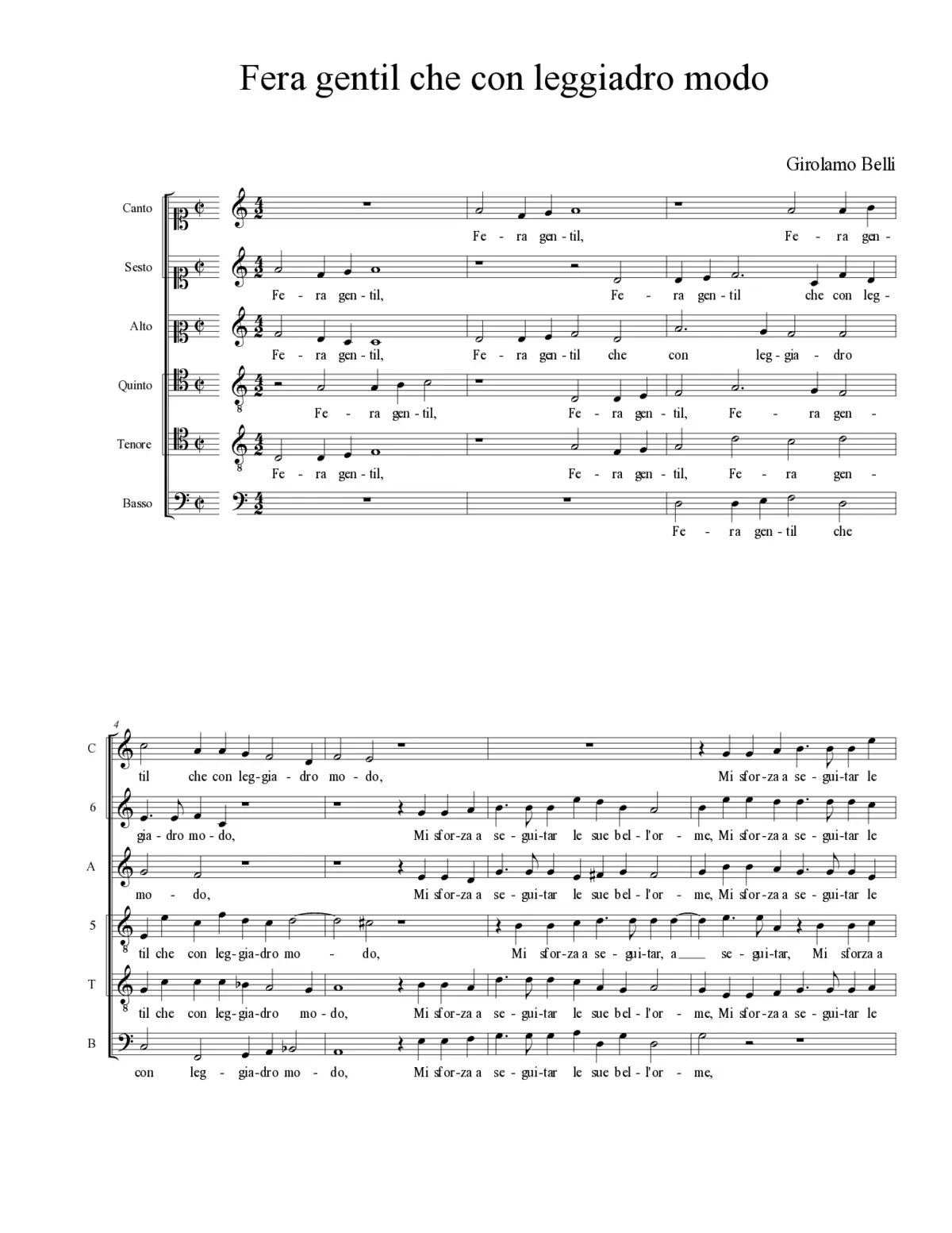 Fera gentil che con leggiadro modo - Page 1