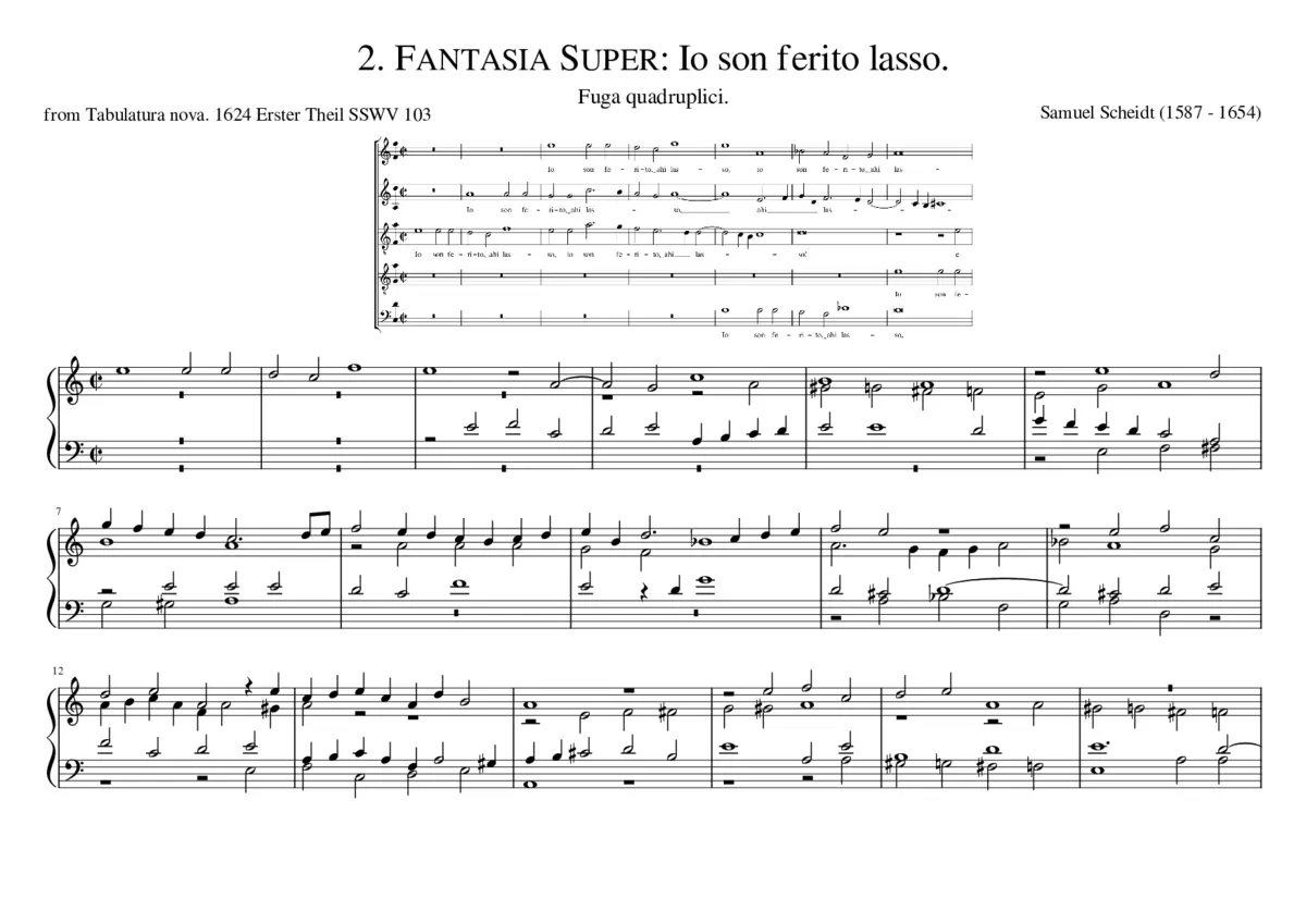 Fantasia super 'Jo son ferito lasso' SSWV 103 - Page 1