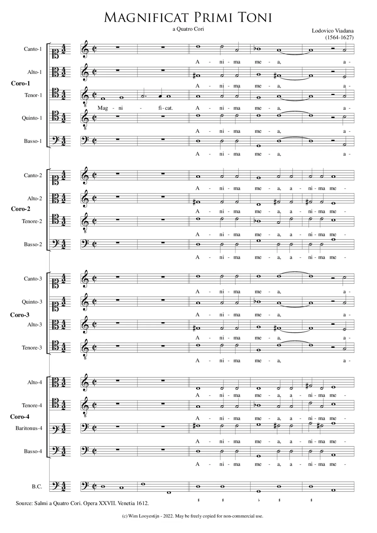 Magnificat primi toni a quatro cori - Page 1