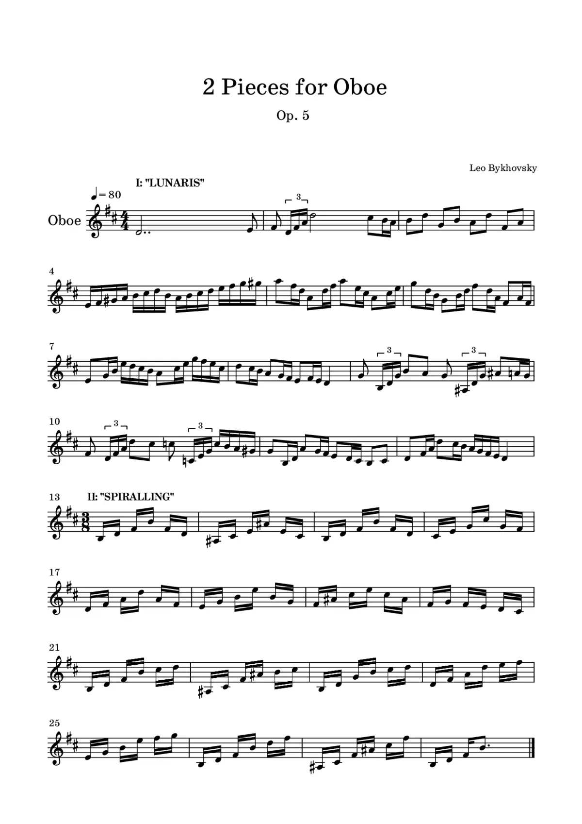 2 Pieces for Oboe - Page 1
