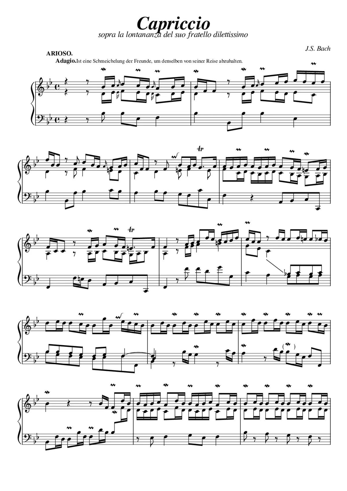 Capriccio in B-flat major BWV 992 - Page 1