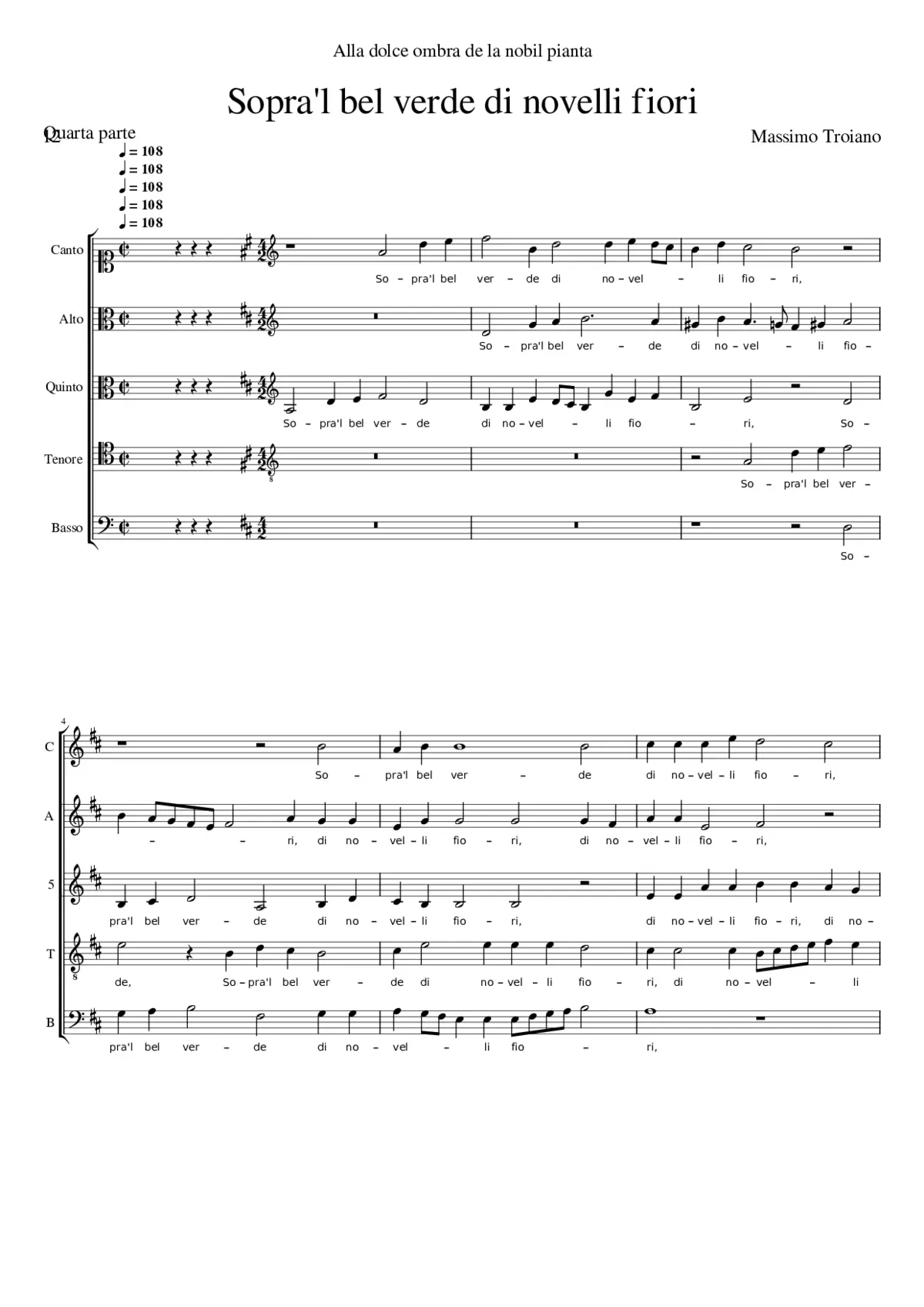 Sopra'l bel verde di novelli fiori - Page 1