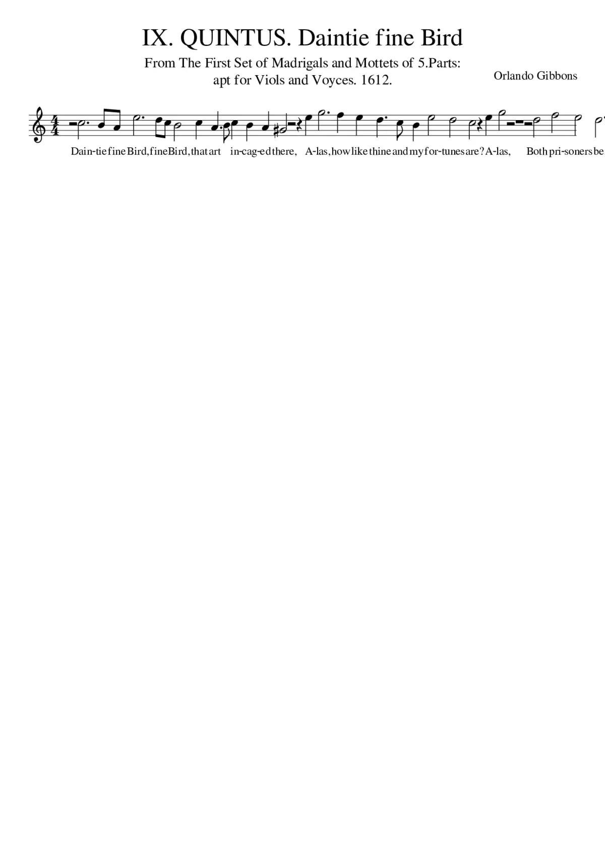 IX. QUINTUS. Daintie fine Bird - Page 1