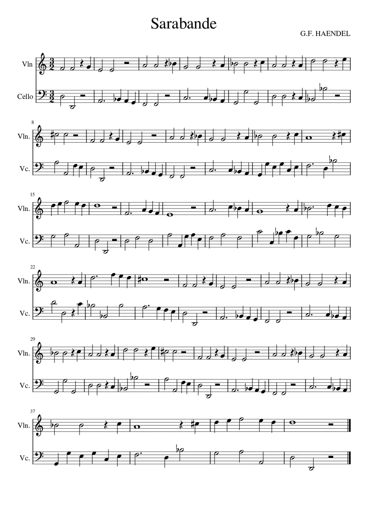 Suite in D minor HWV 437 - Page 1