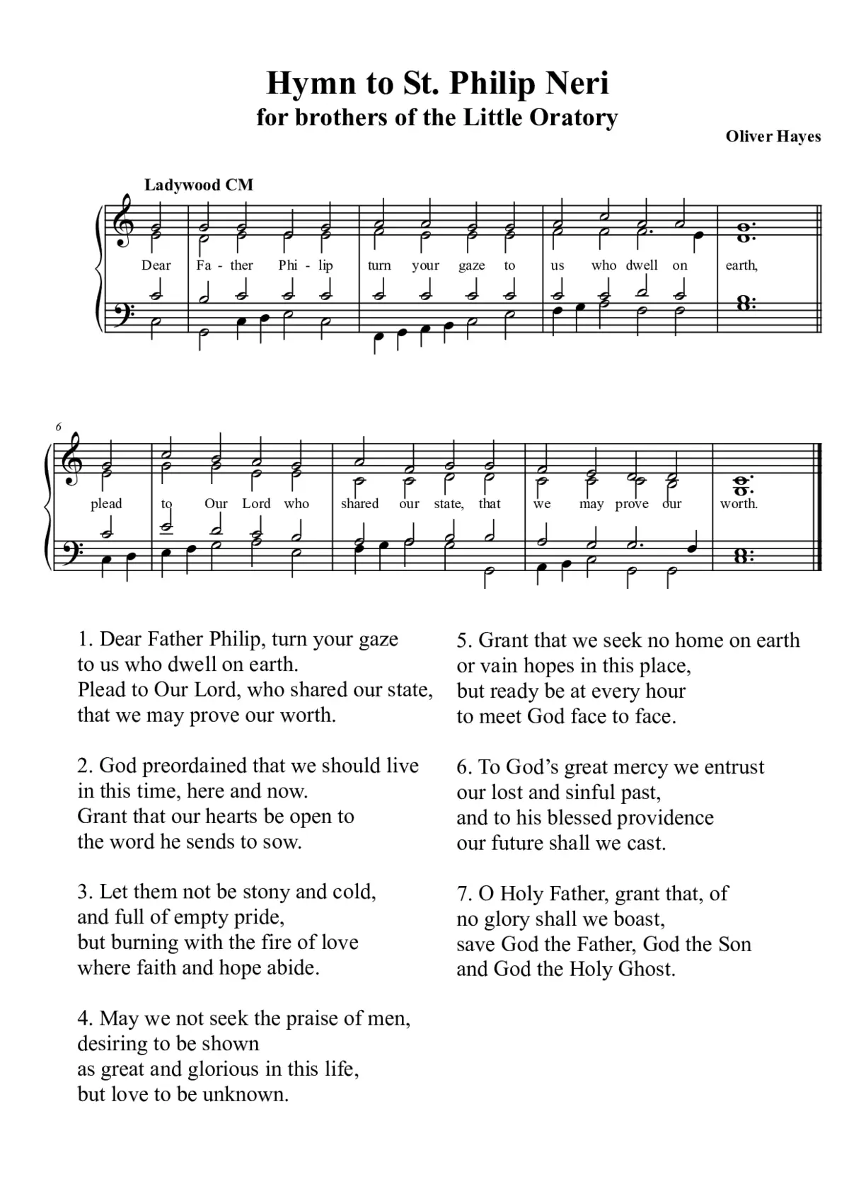 Dear Father Philip (hymn tune Ladywood CM) - Page 1