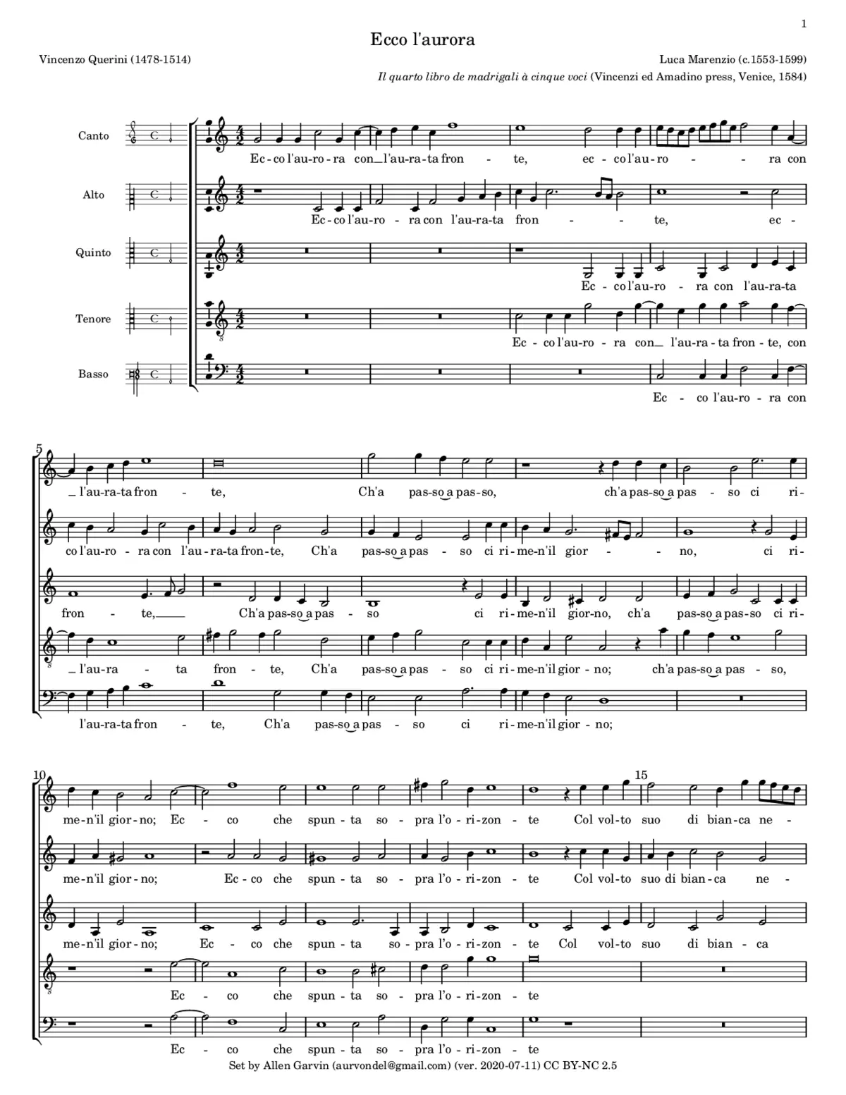 Ecco l'aurora con l'aurata fronte - Page 1