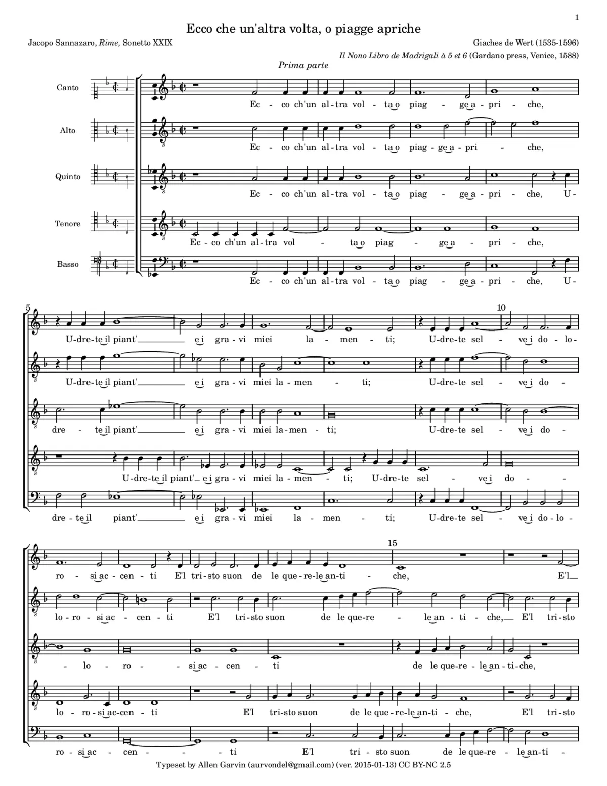 Ecco che un'altra volta, o piagge apriche - Page 1