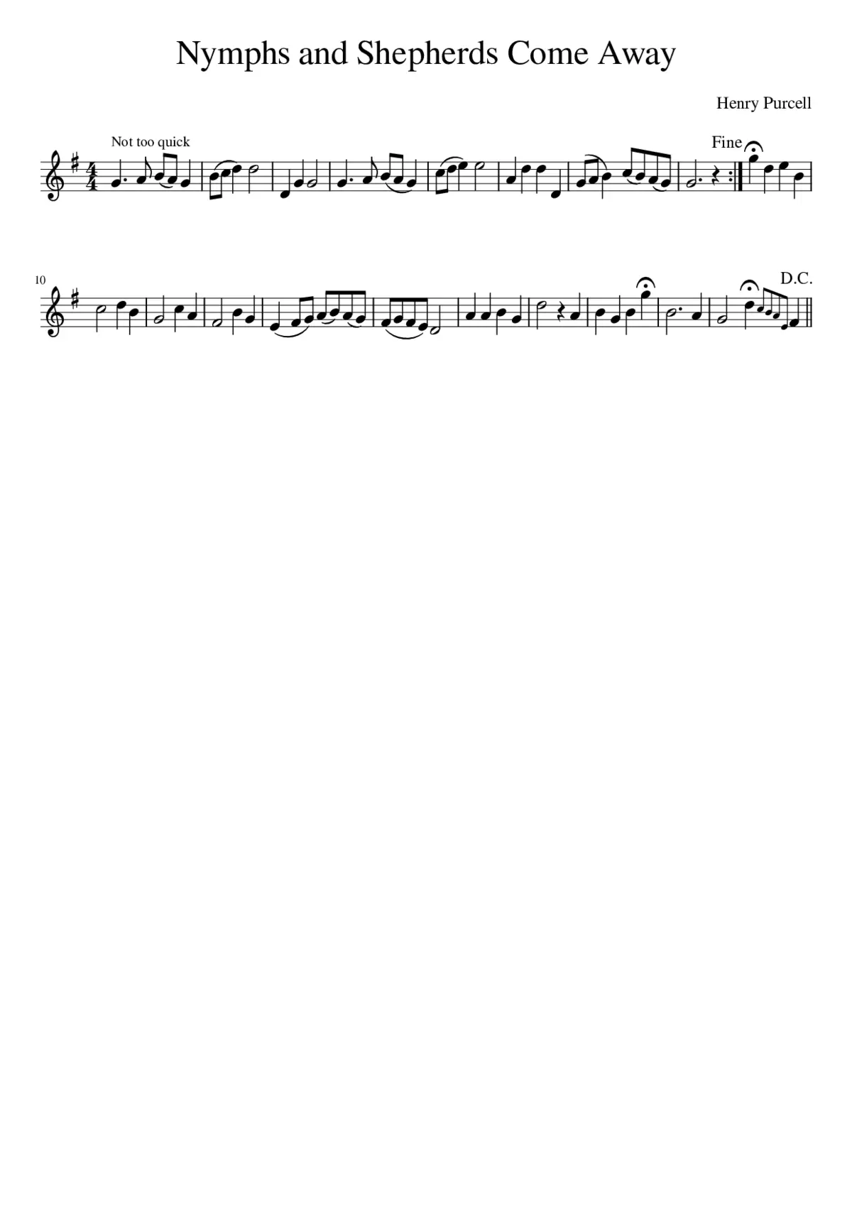 Nymphs and Shepherds Come Away - Page 1