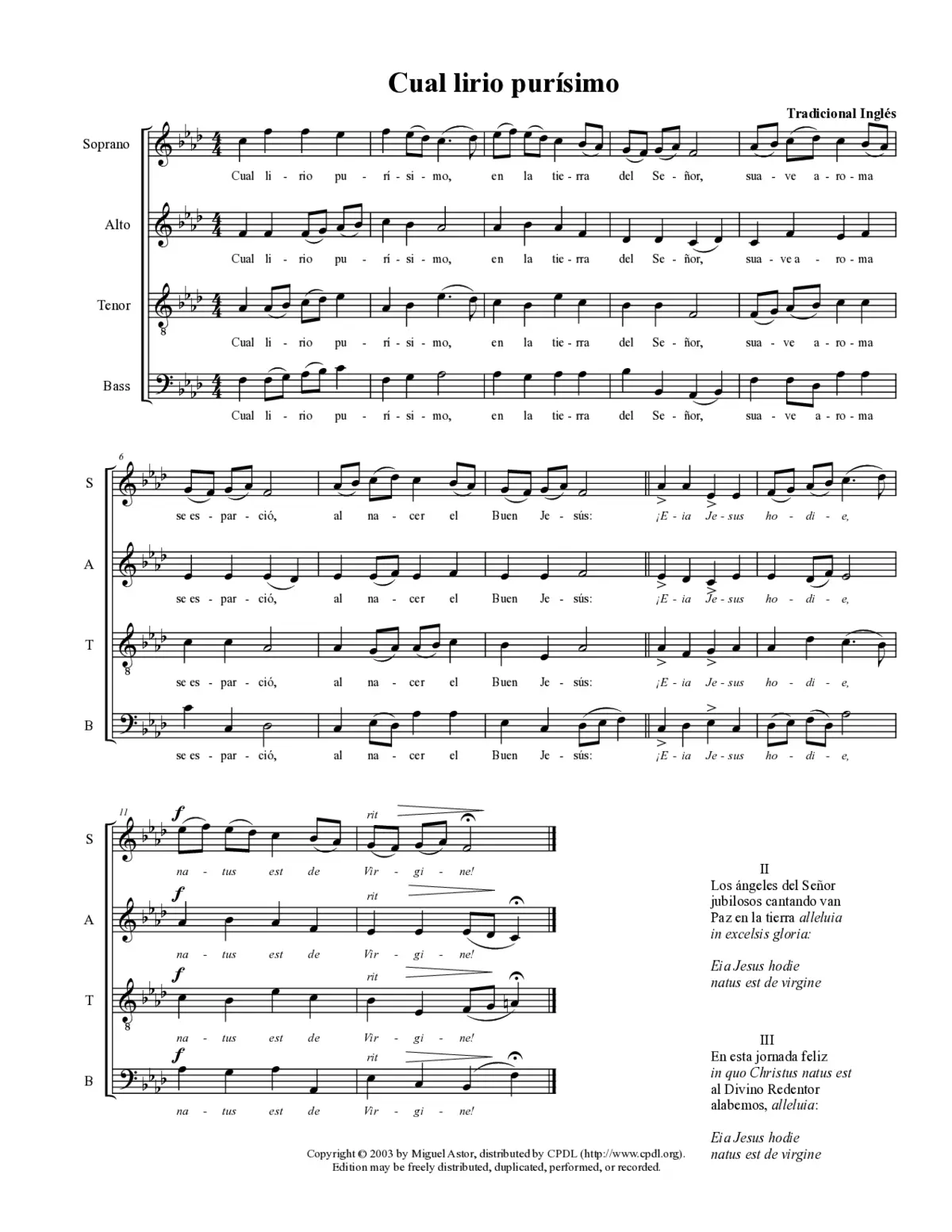 Cual lirio purísimo - Page 1