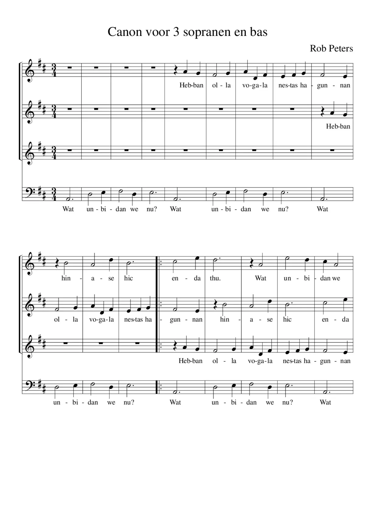 3 Pieces for Solo Voices, Op. 63 - Page 1