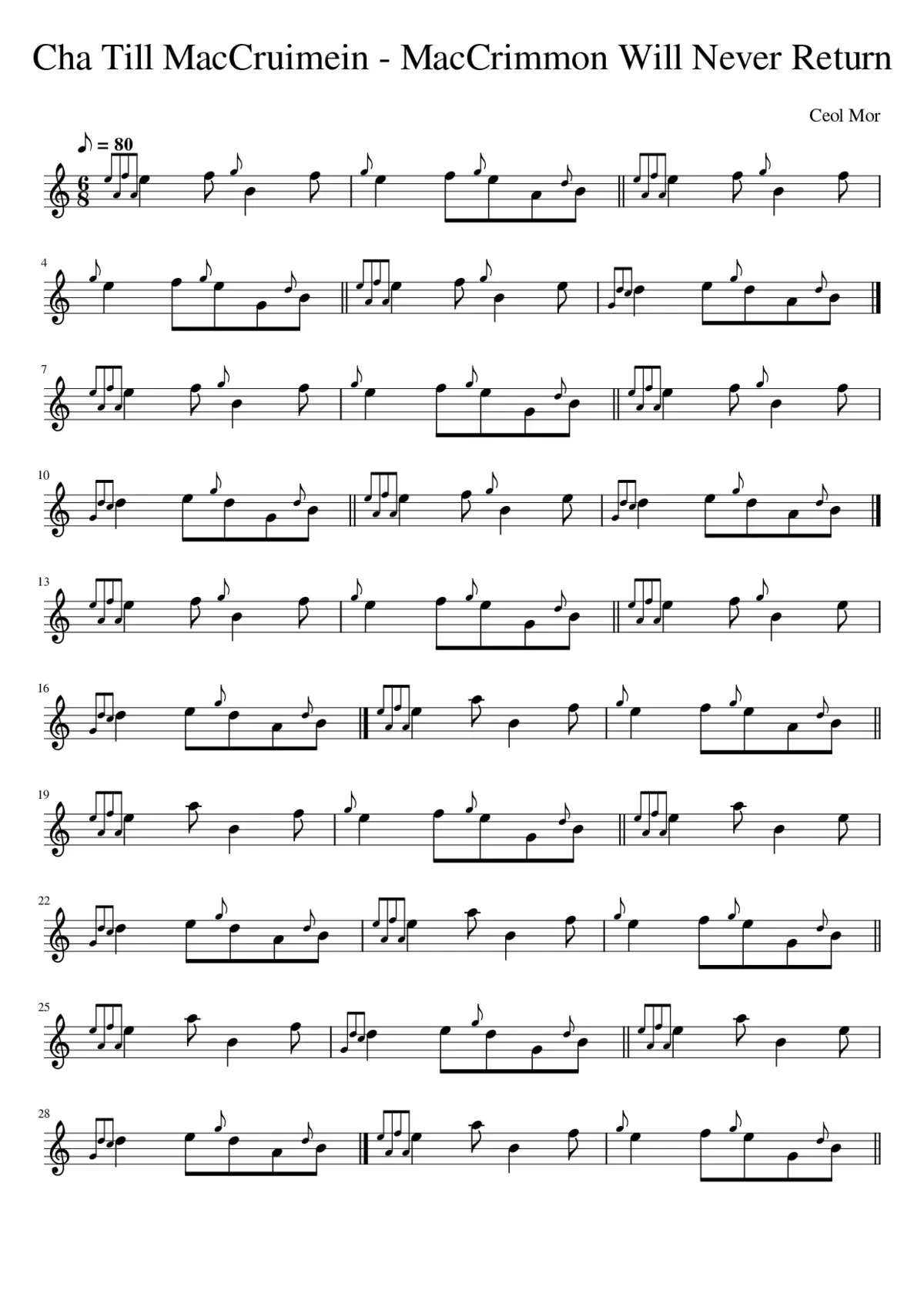 Cha Till MacCruimein - MacCrimmon Will Never Return - Page 1