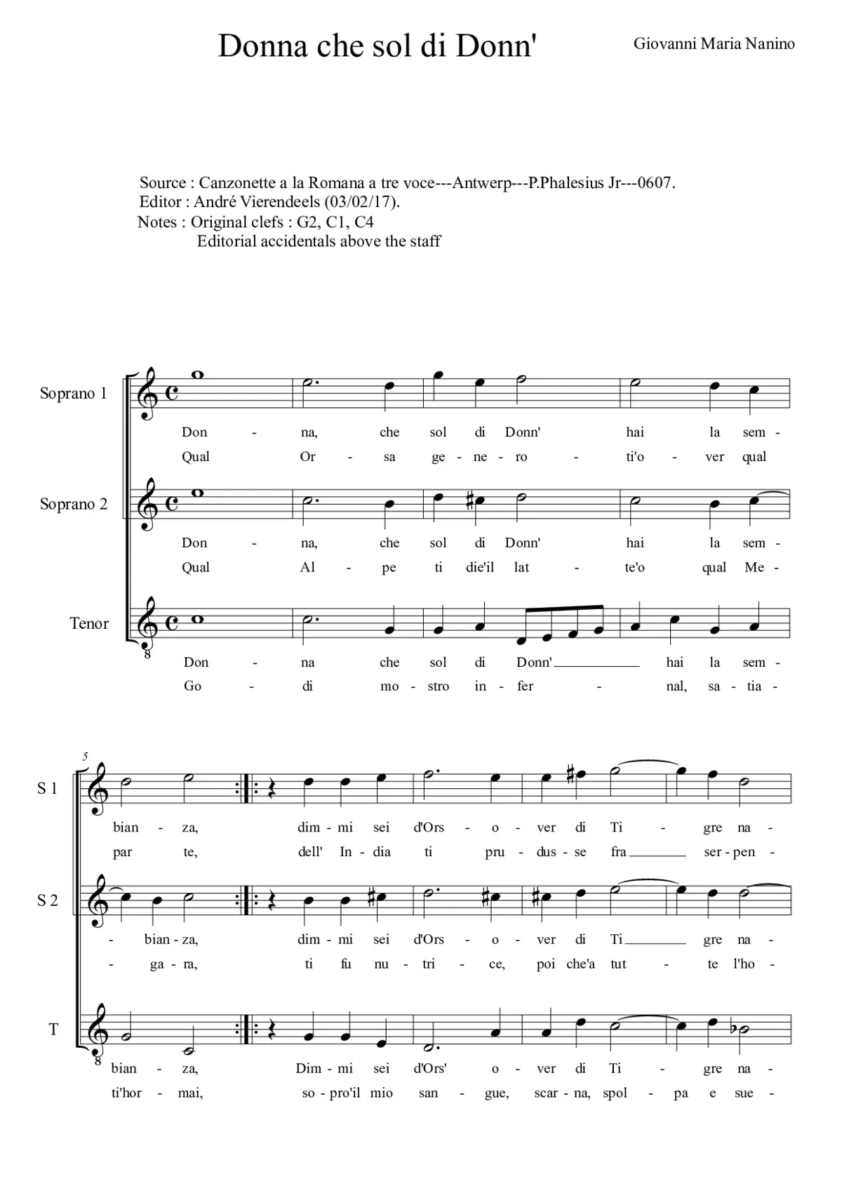 Donna che sol di Donn' - Page 1