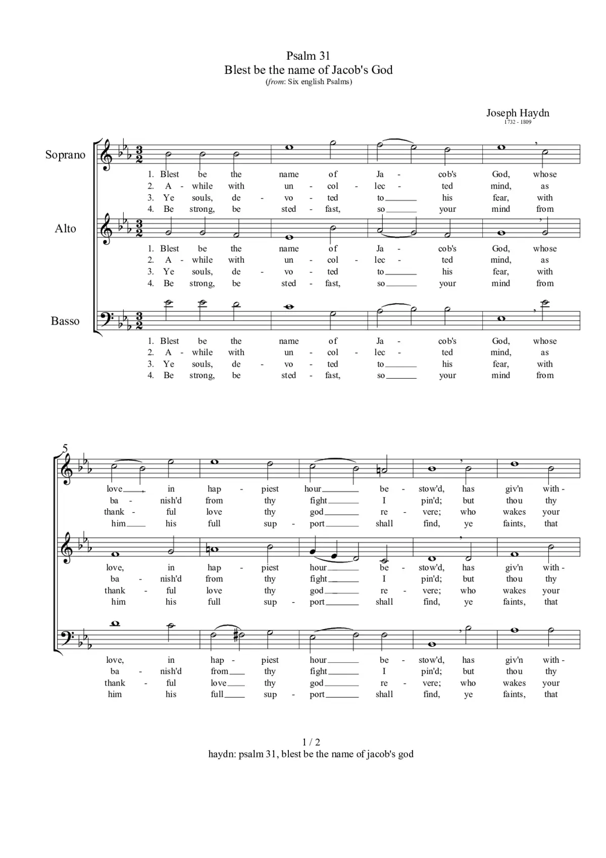 Blest be the name of Jacob's God - Page 1