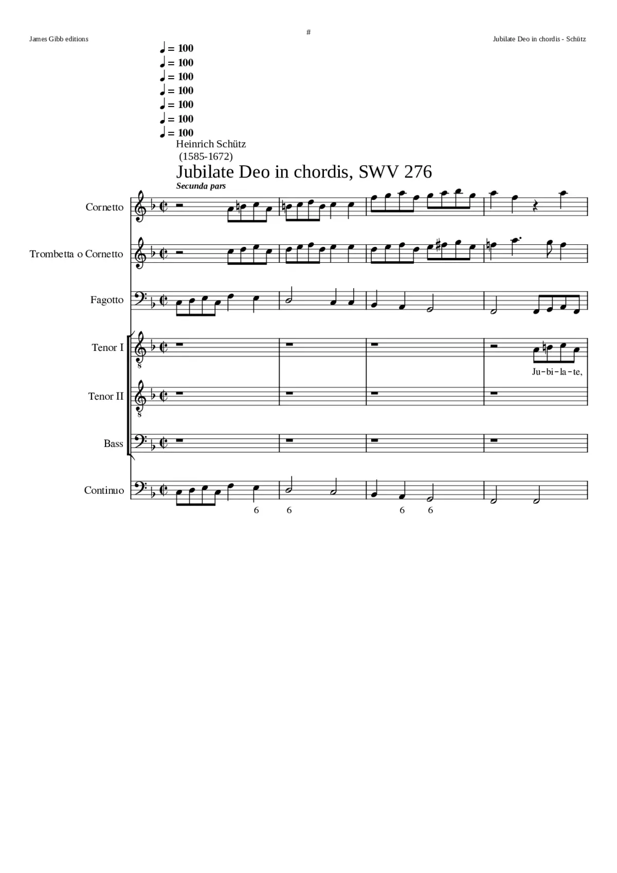 Jubilate Deo in chordis SWV 276 - Page 1