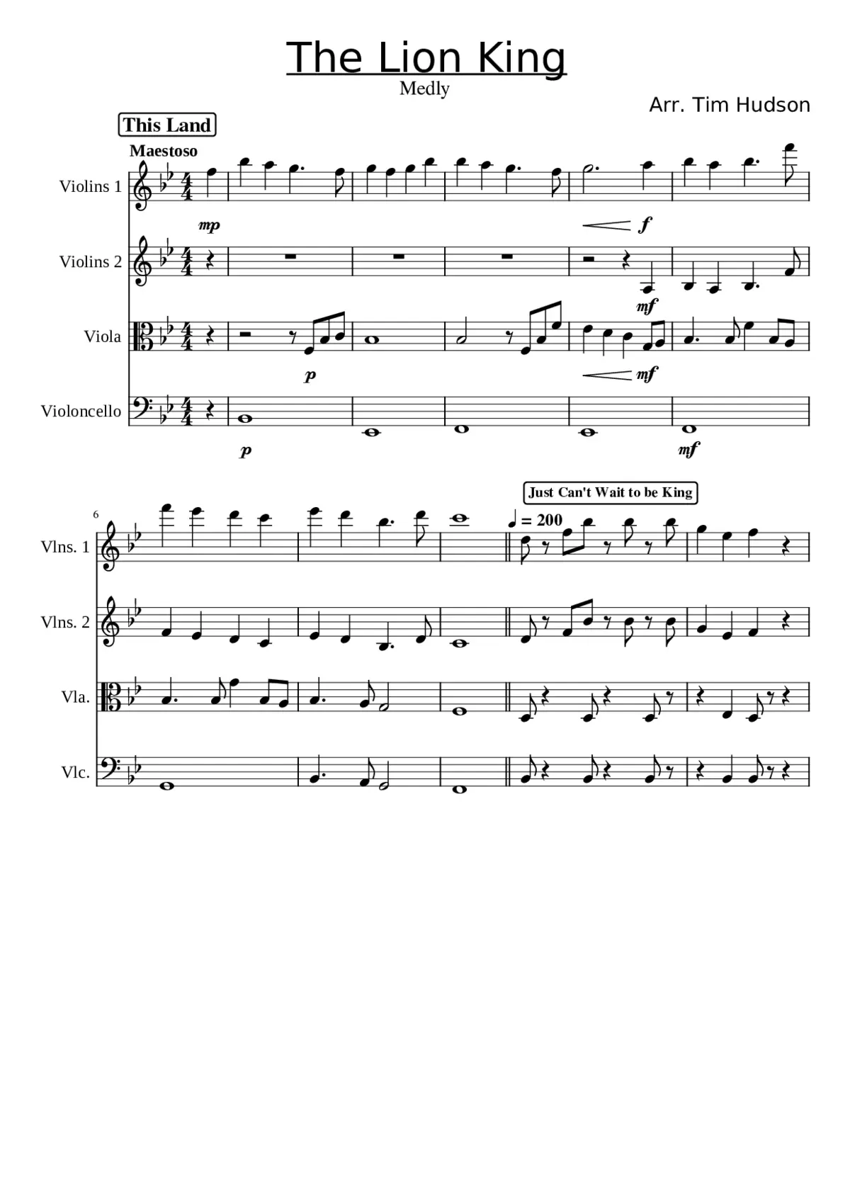 The Lion King Medley - Page 1