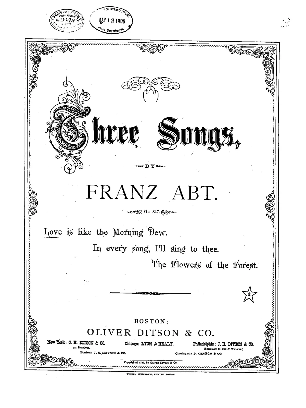 Drei Lieder f. 1 Singst. m. Pfte. - Page 1