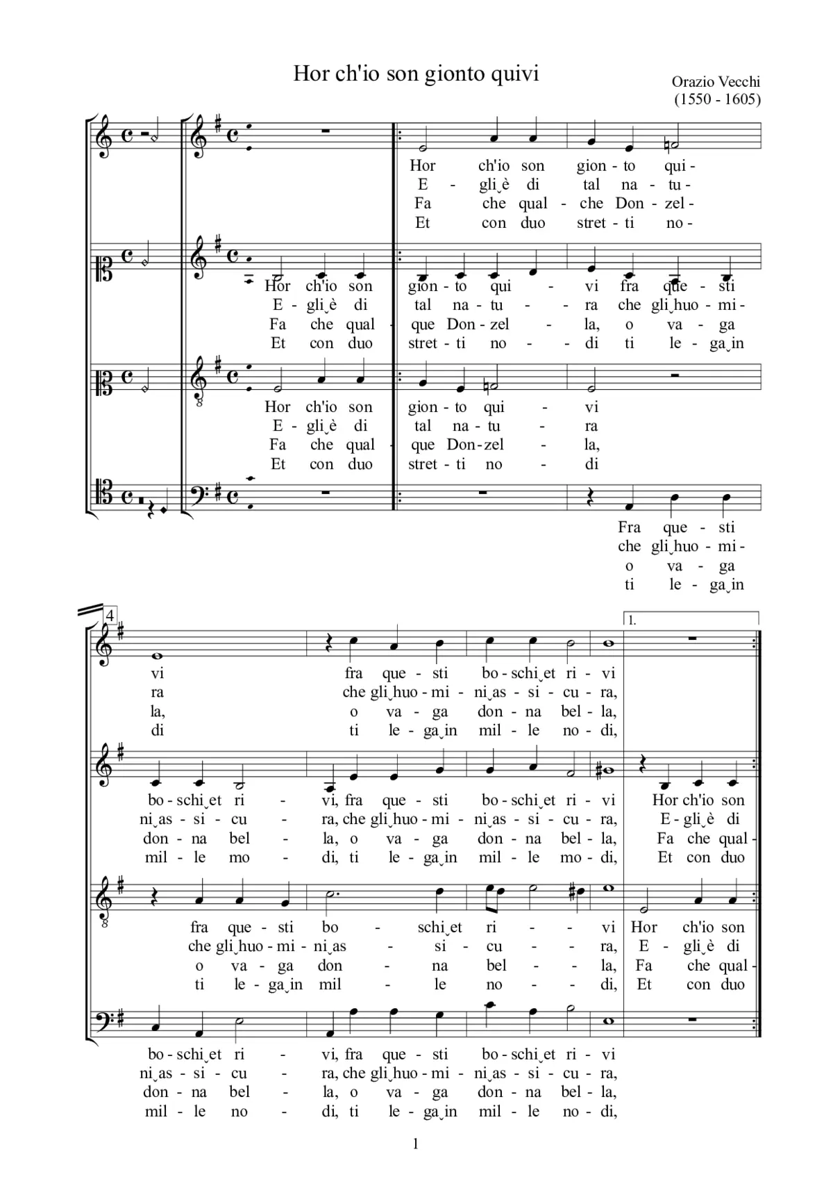 Hor ch'io son gionto quivi - Page 1