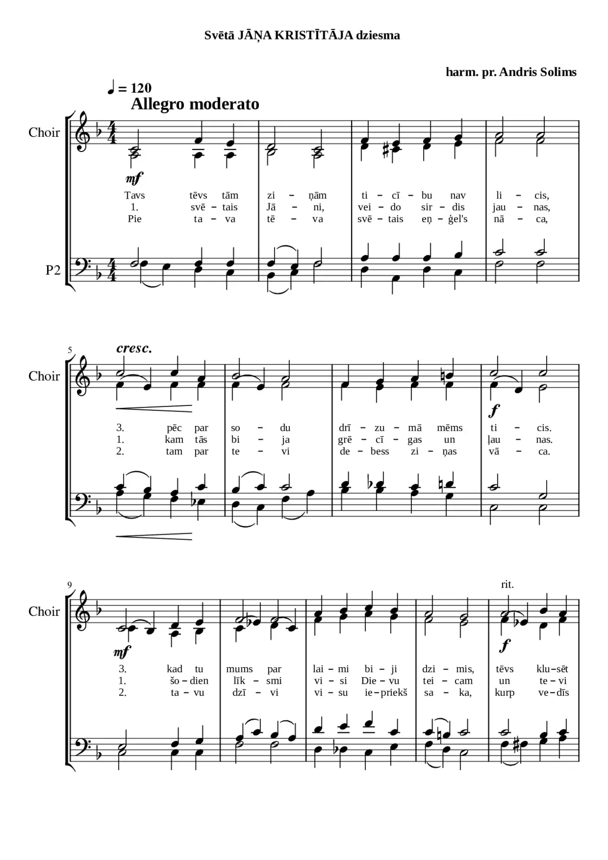 JÄÅa KristÄtÄja dziesma (Chant of St. John Baptist) - Page 1