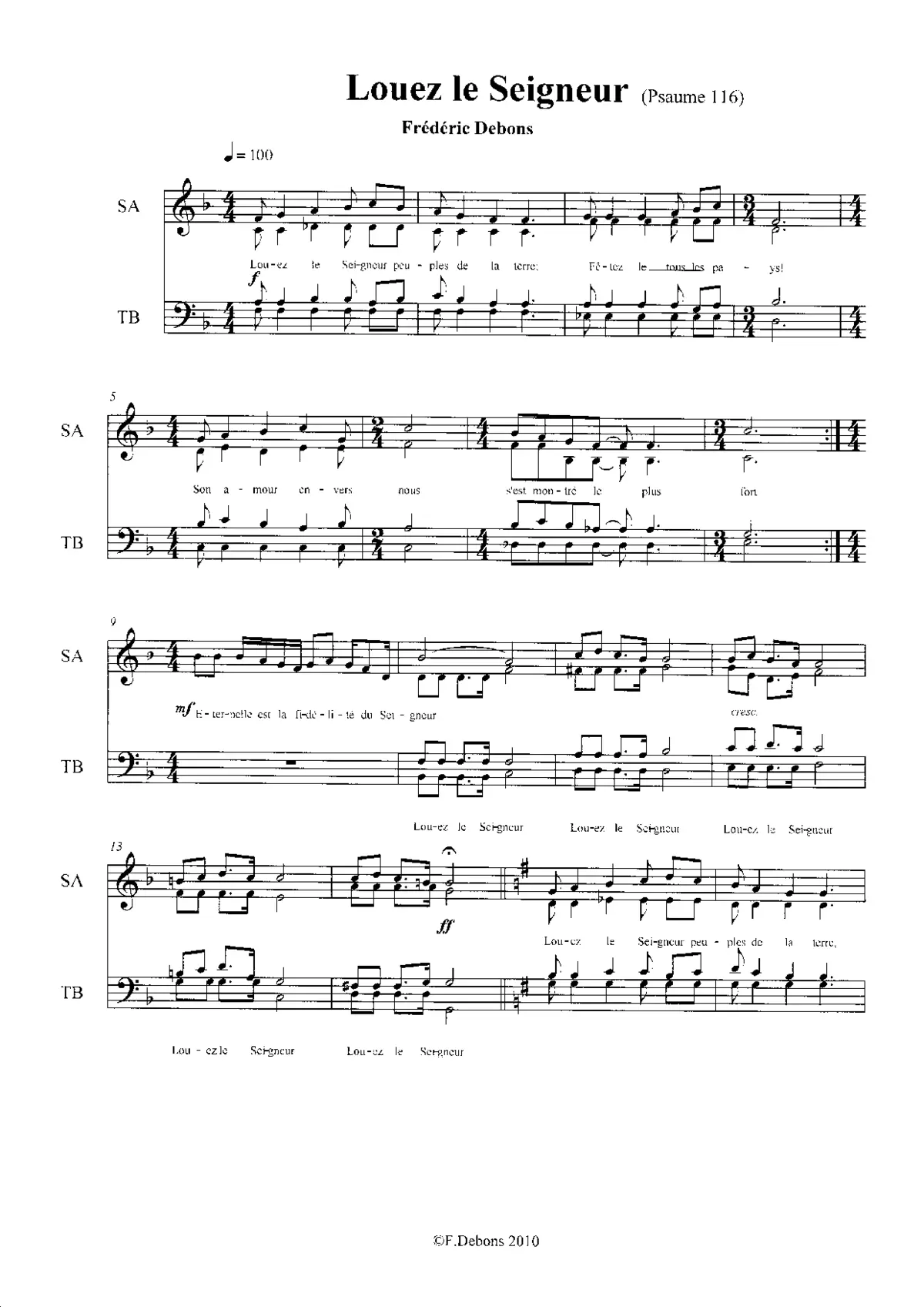 Louez le Seigneur (Psaume 116) - Page 1