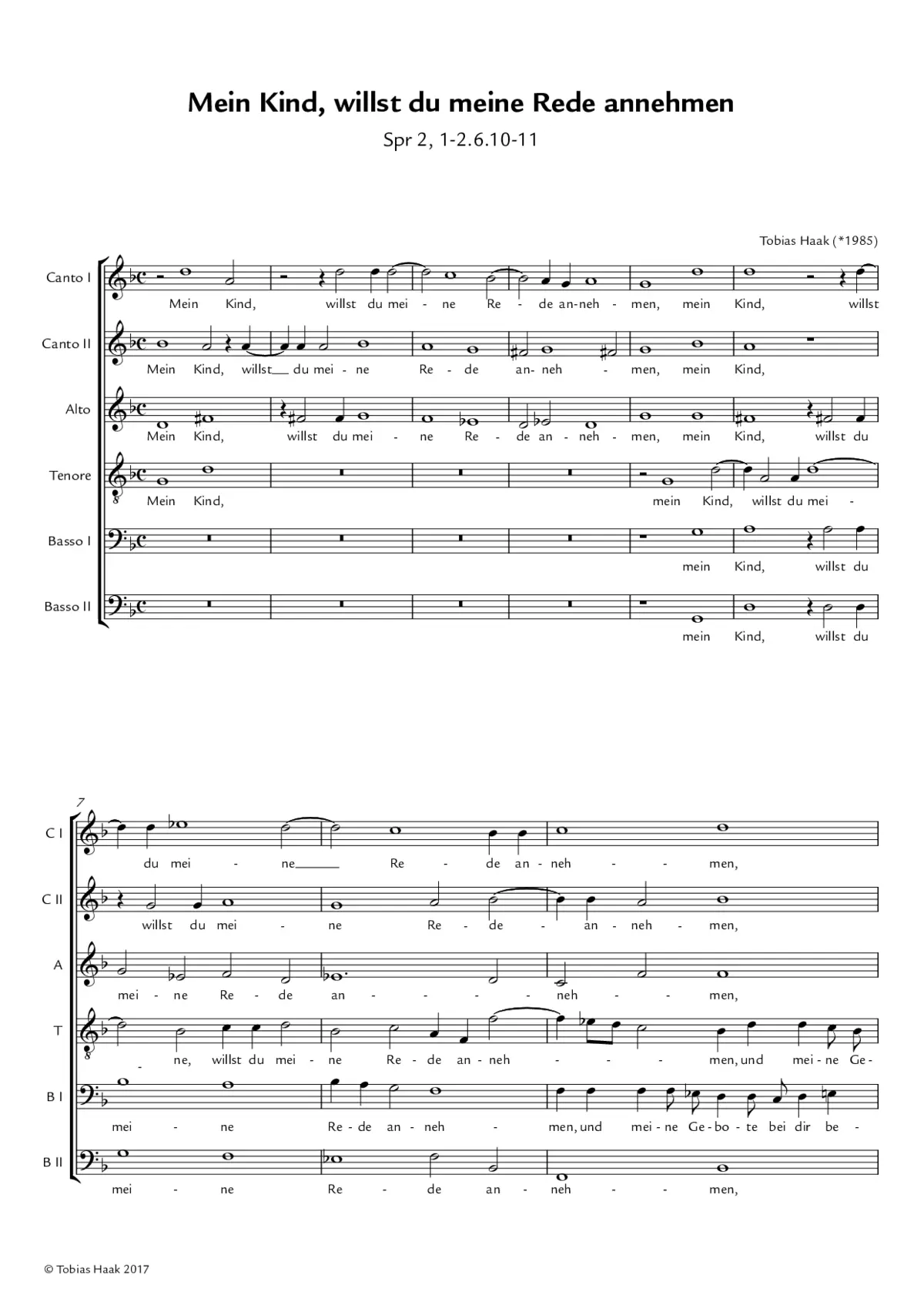 Mein Kind, willst du meine Rede annehmen - Page 1