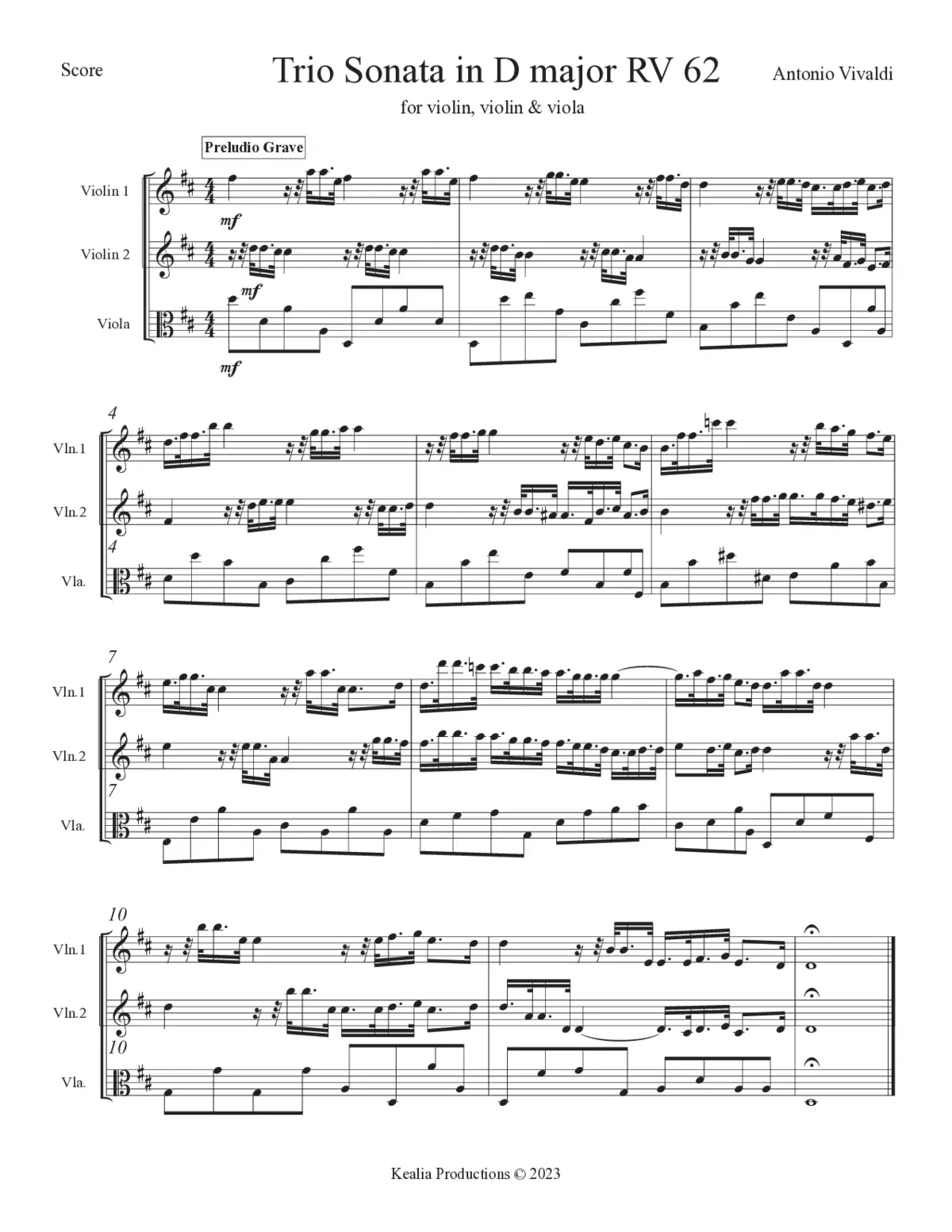 Trio Sonata in D major - Page 1