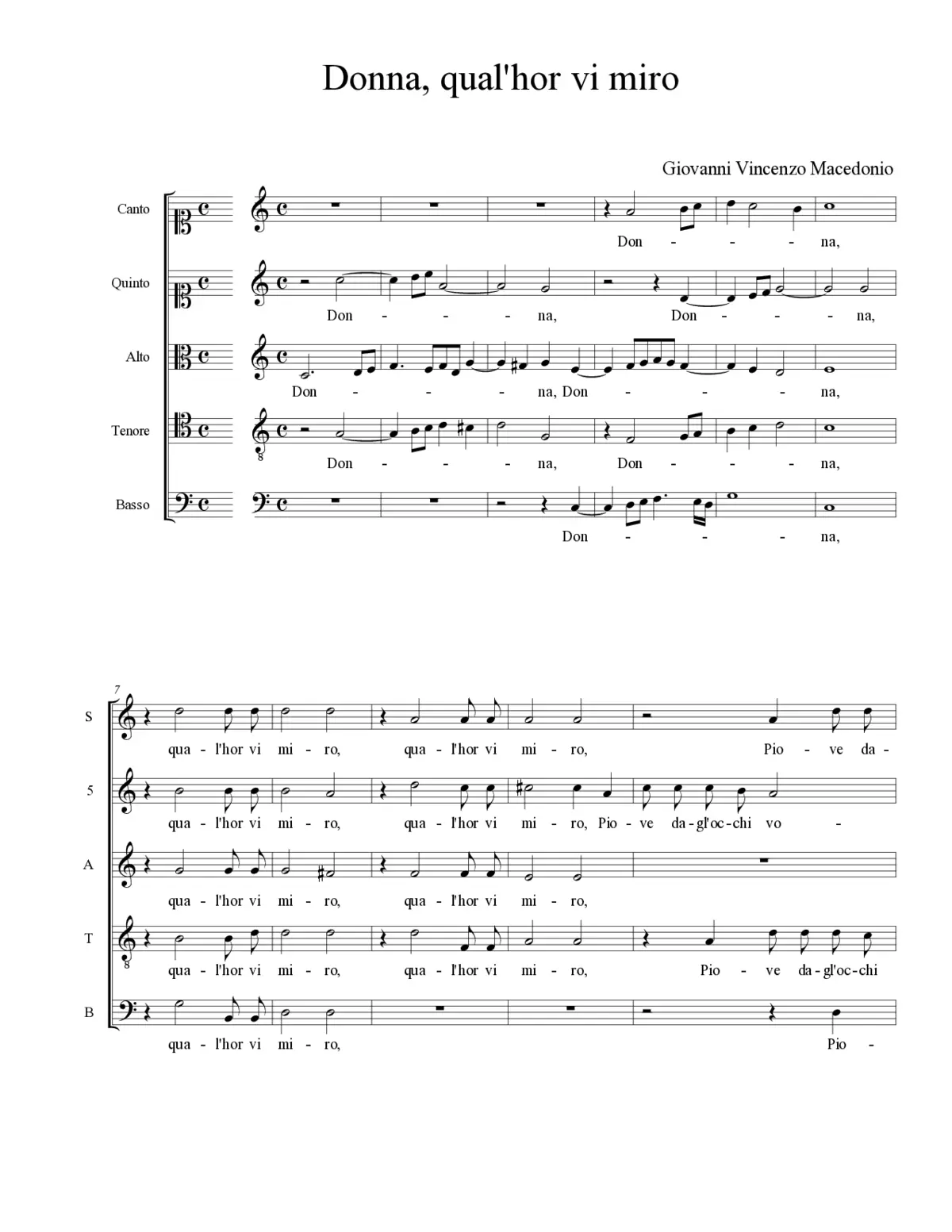 Donna, qual'hor vi miro - Page 1